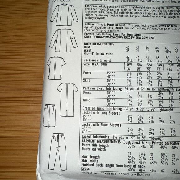 Vintage 1992 Simplicity Womens pattern 7896 Size 18W-24W  uncut - Picture 4 of 5